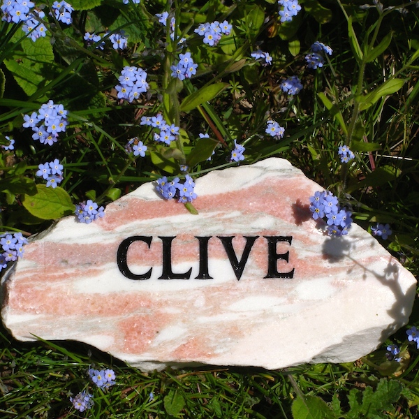 Pet Memorials in Stone for the Garden. A Rose Marble Cloud Plaque Pet Memorial for Clive