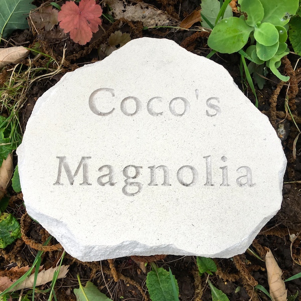 Pet Memorials in Stone for the Garden. A limestone Cloud Plaque Pet Memorial for Coco