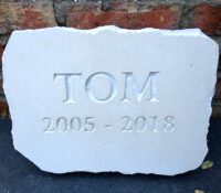 Limestone Pet Memorial Tablet for Tom with Natural Edges