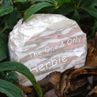 Marble Pet Memorial Boulder for Herbie with Heart Motif