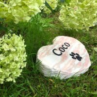 Marble Pet Memorial Heart with Paw Print Motif for Coco