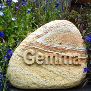 Pet Memorial Cobble for Gemma with Letters in Relief