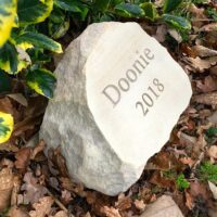 Sandstone Pet Memorial Boulder for the Garden for Doonie the Cat