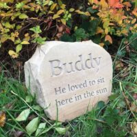 Sandstone Pet Memorial Boulder for the Garden for Buddy