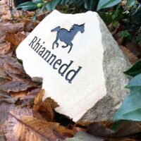 Sandstone Pet Memorial Boulder for the Garden for Pony Rhiannedd