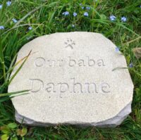 Sandstone Pet Memorial Plaque with Paw Print for Daphne