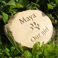 Sandstone Pet Memorial Plaque with Paw Print for Maya