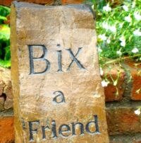 Basaltic Column Pet Memorial with Hand Carved Letters for Bix in the Rain