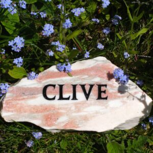 Rose Marble Cloud Plaque for Clive in the Garden amongst the Forget-Me-nots
