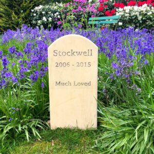 Standing Stone Pet Memorial 5 cms Thick with Curved Top for Stockwell