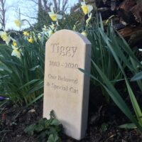 Standing Stone Pet Memorial (5 cm thick) with Curved Top for Tiggy