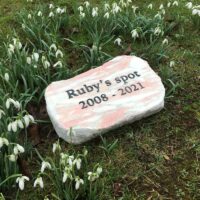 Rose Marble Oval Plaque for Ruby in the Garden amongst the Snow Drops
