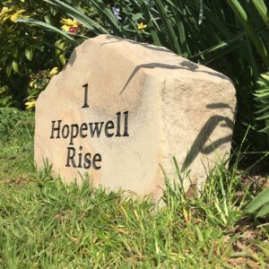 House sign boulder sandstone Hopewell